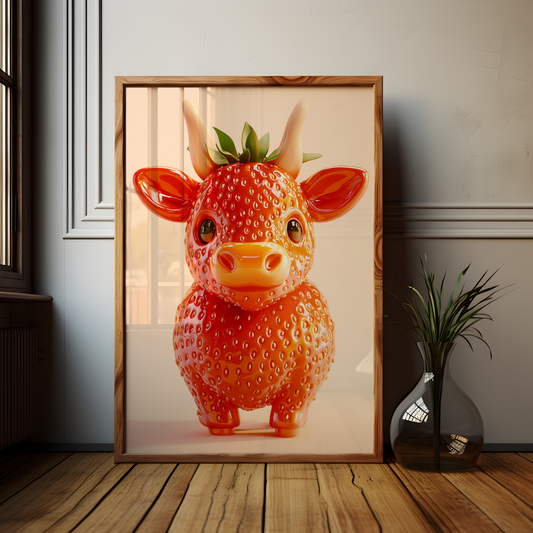 Giuseppe Acrimboldo Inspired Strawberry Cow Poster