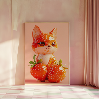 Giuseppe Acrimboldo Inspired Strawberry Fox Poster