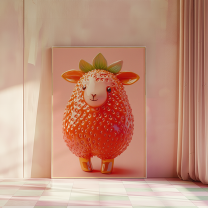 Giuseppe Acrimboldo Inspired Strawberry Sheep Poster