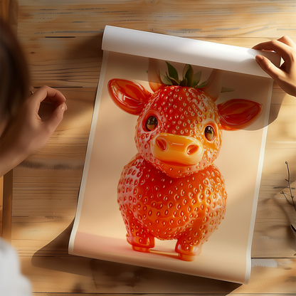 Giuseppe Acrimboldo Inspired Strawberry Cow Poster