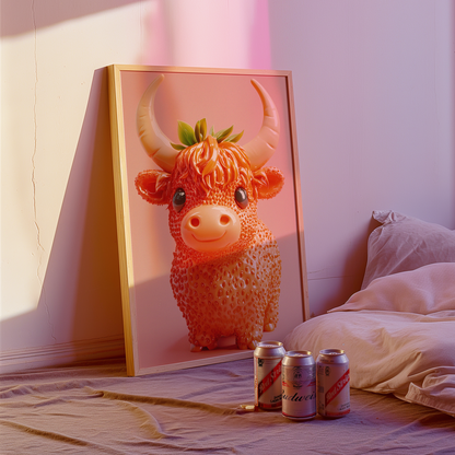 Giuseppe Acrimboldo Inspired Strawberry Cow Poster