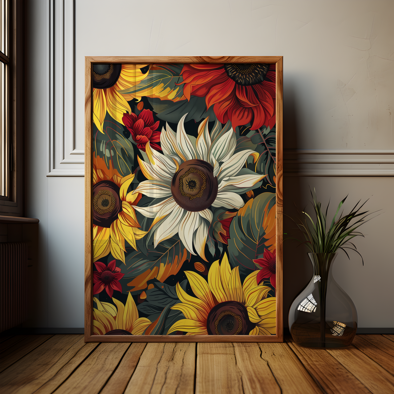 Sunflower & Dahlia Floral Poster