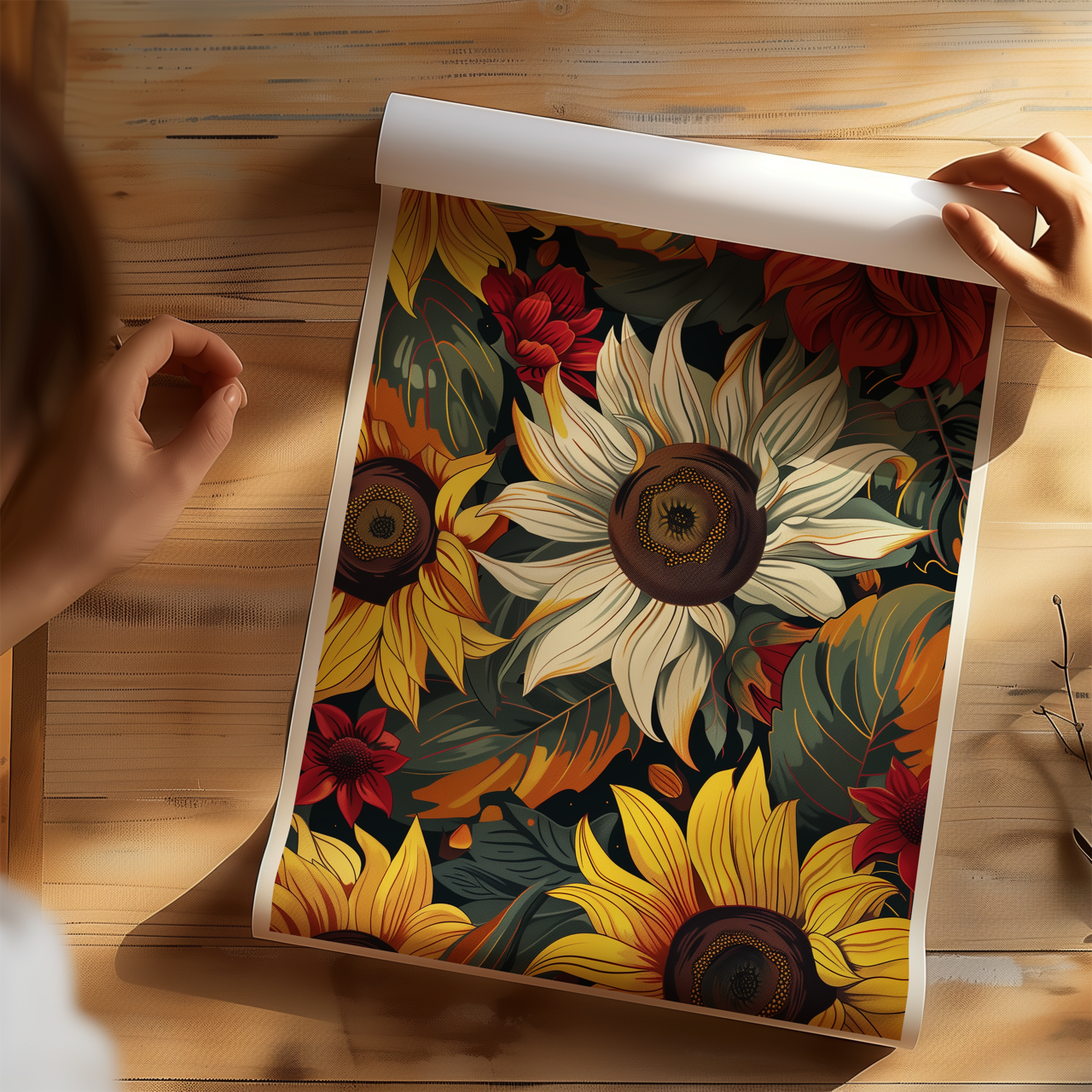 Sunflower & Dahlia Floral Poster