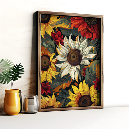 Sunflower & Dahlia Floral Poster