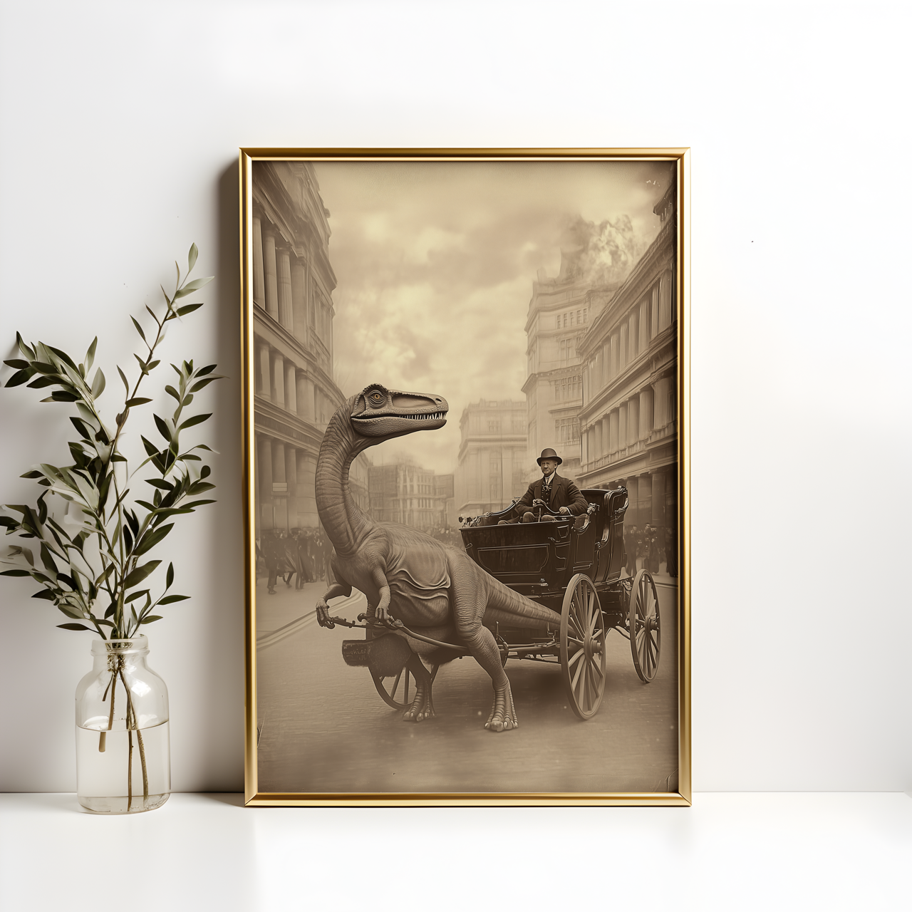 Alternative History Velociraptor Horse and Cart Poster