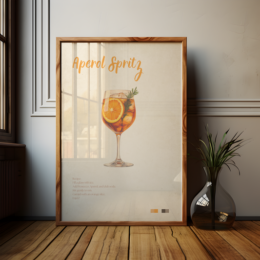 Aperol Spritz Cocktail Poster