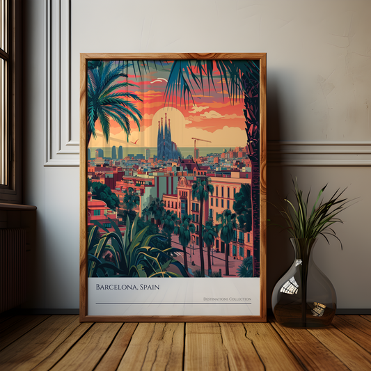 Barcelona Sunset Poster