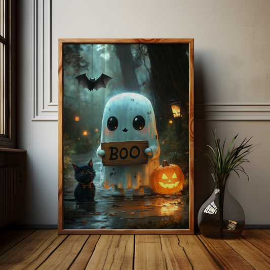 Cute Ghost Halloween Poster