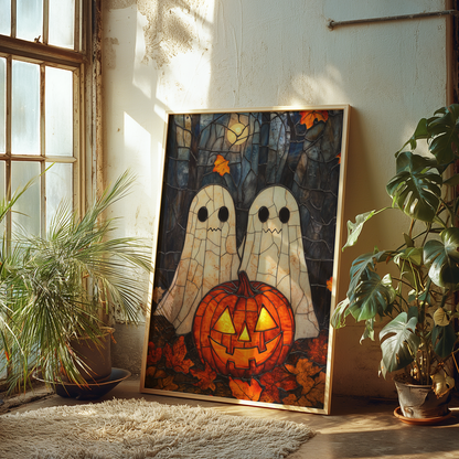 Ceramic Style Cute Ghost Halloween Poster