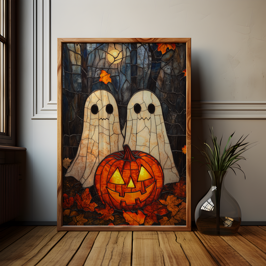 Ceramic Style Cute Ghost Halloween Poster