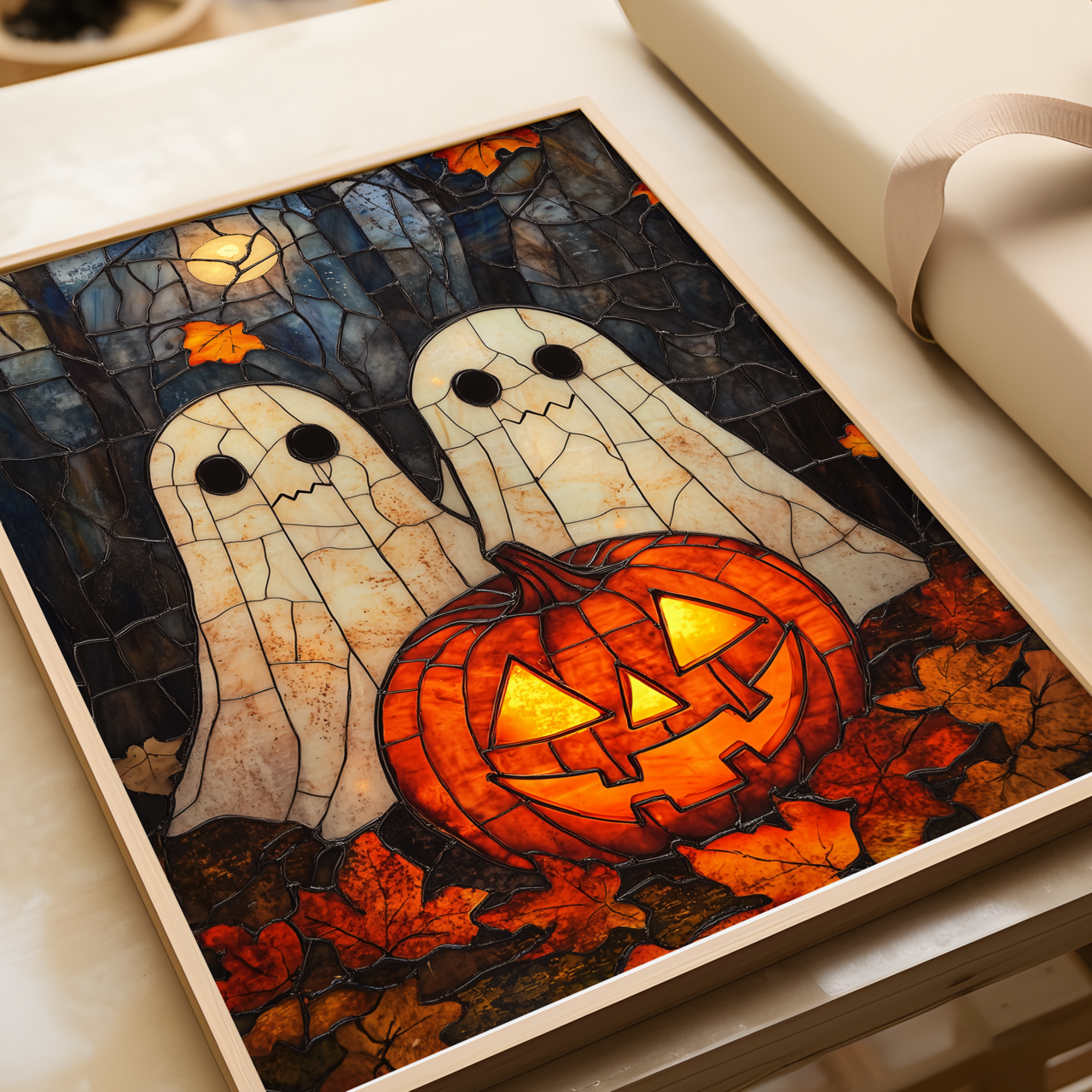 Ceramic Style Cute Ghost Halloween Poster