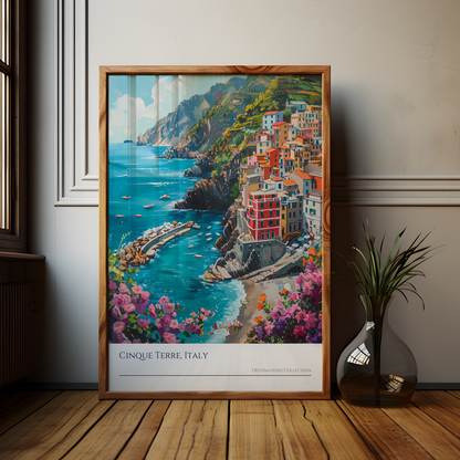 Cinque Terre Italy Oil Paint Style Poster