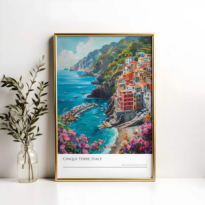 Cinque Terre Italy Oil Paint Style Poster