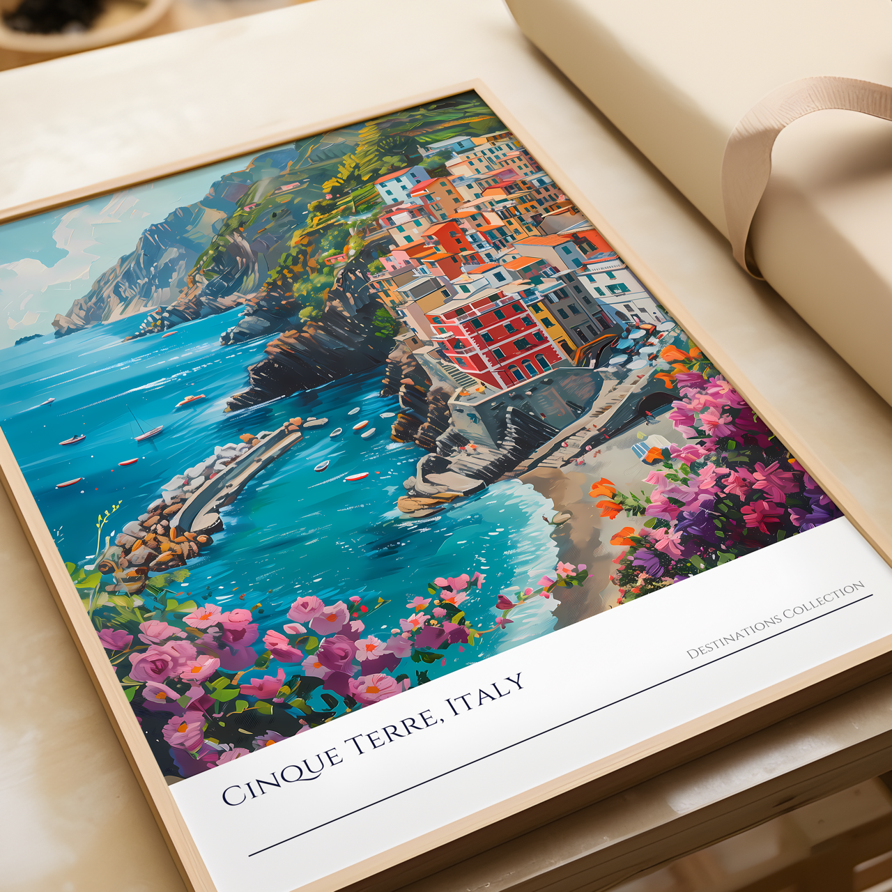 Cinque Terre Italy Oil Paint Style Poster