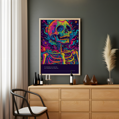 Memento Mori Psychedelic Skeleton Poster