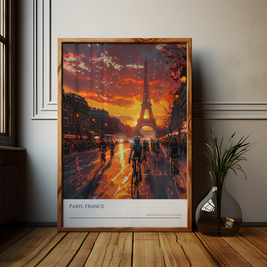 Paris Cycling Event Poster, Oil Paint style