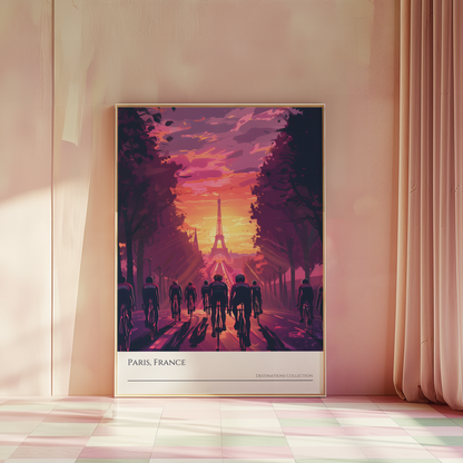 Paris Cycling Event Poster, Purple