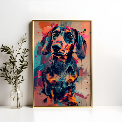 Vibrant Dachshund Portrait Poster