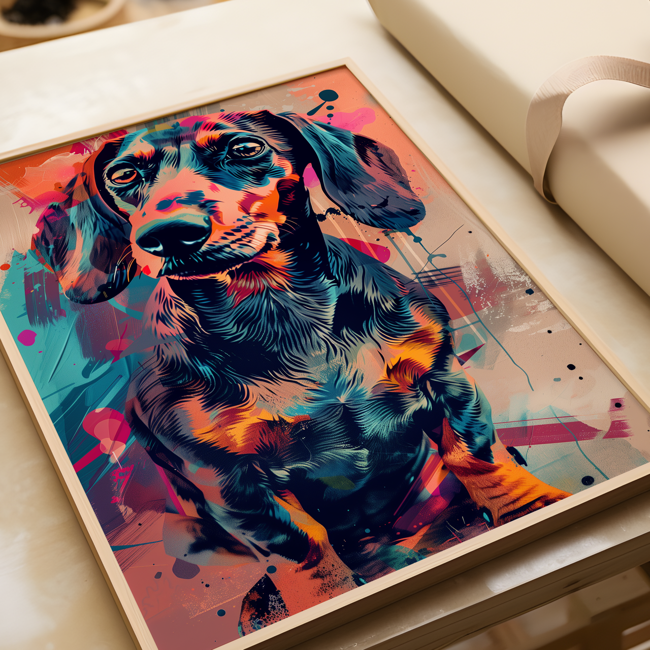 Vibrant Dachshund Portrait Poster