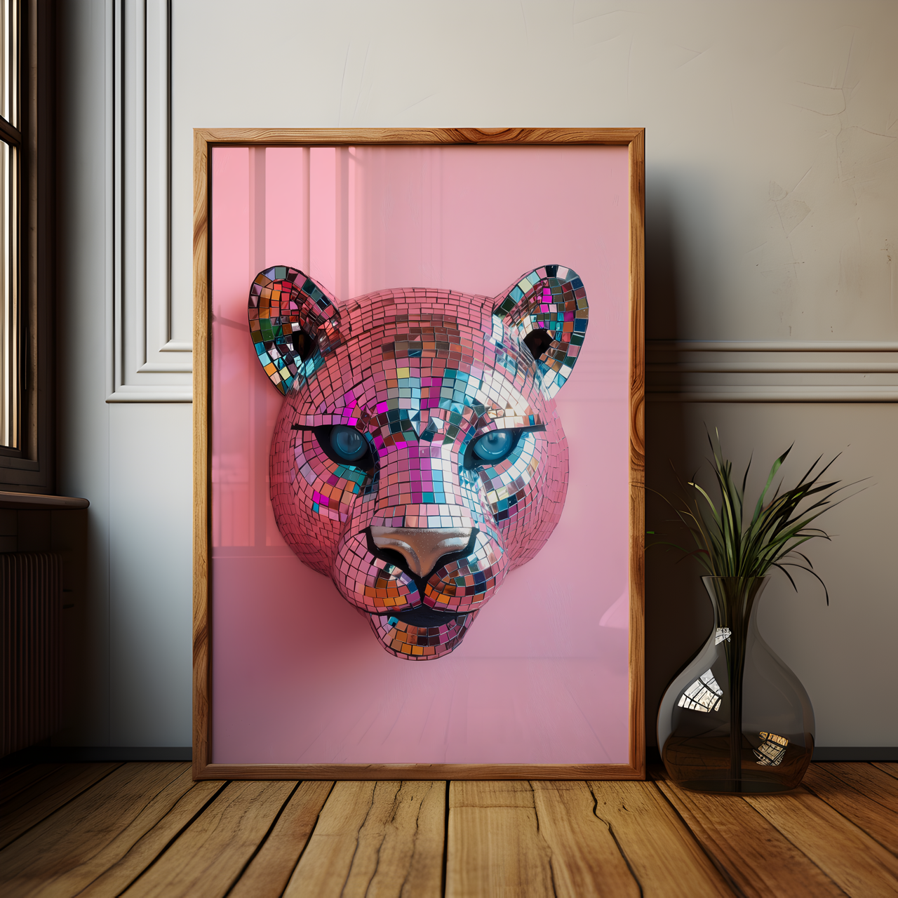 Disco Ball Puma Sculpture Artwork Poster