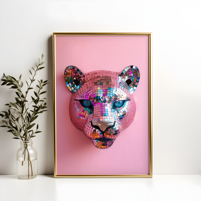 Disco Ball Puma Sculpture Artwork Poster