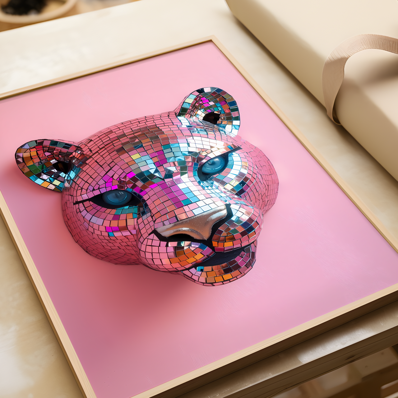 Disco Ball Puma Sculpture Artwork Poster