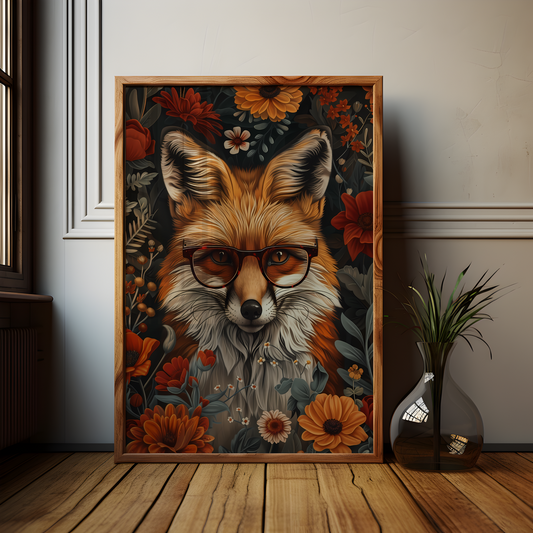 William Morris Style Fox Artwork Poster