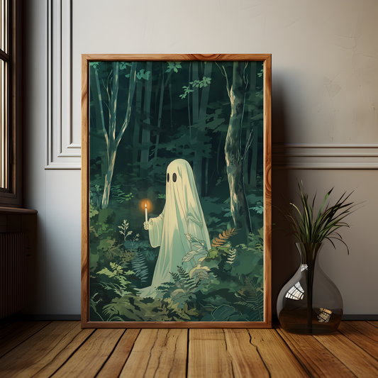 Ghostly Candle Japanese Ghost Drawing Poster