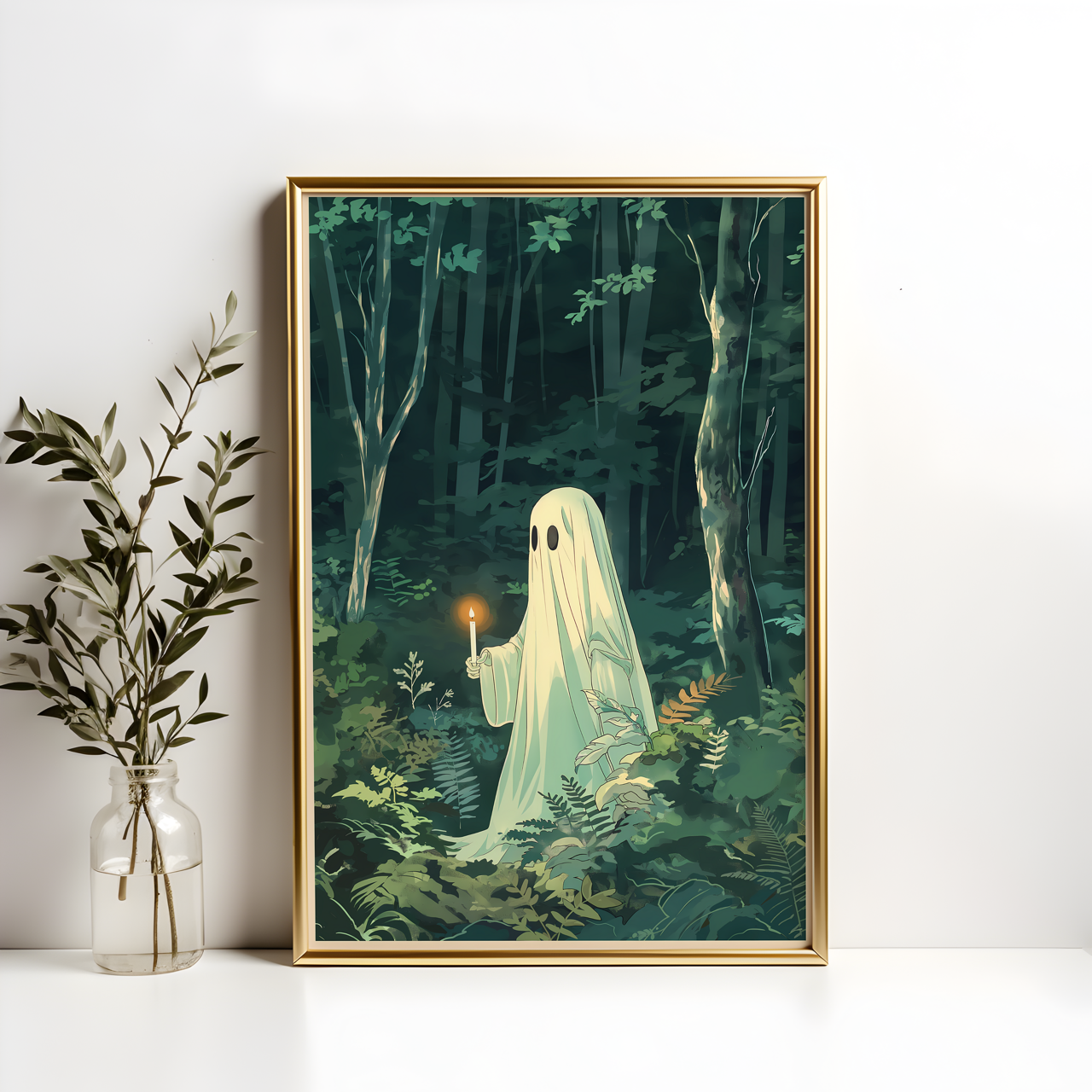 Ghostly Candle Japanese Ghost Drawing Poster