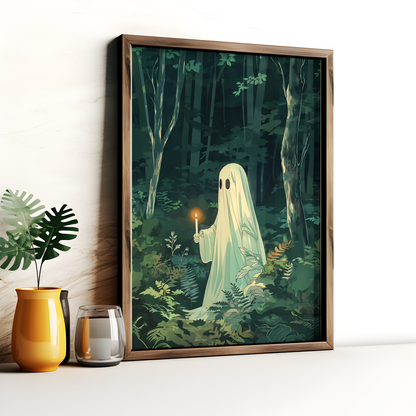 Ghostly Candle Japanese Ghost Drawing Poster