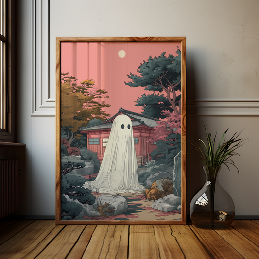 In the Garden Japanese Ghost Drawing Poster