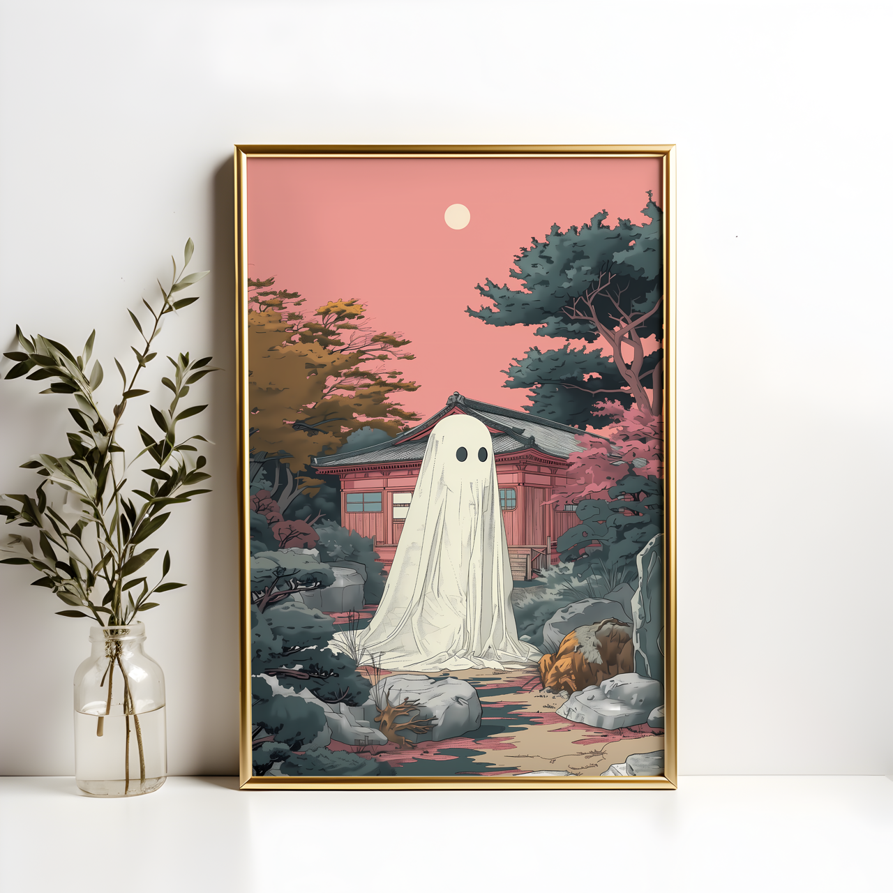 In the Garden Japanese Ghost Drawing Poster