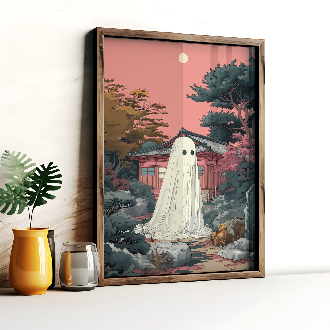 In the Garden Japanese Ghost Drawing Poster