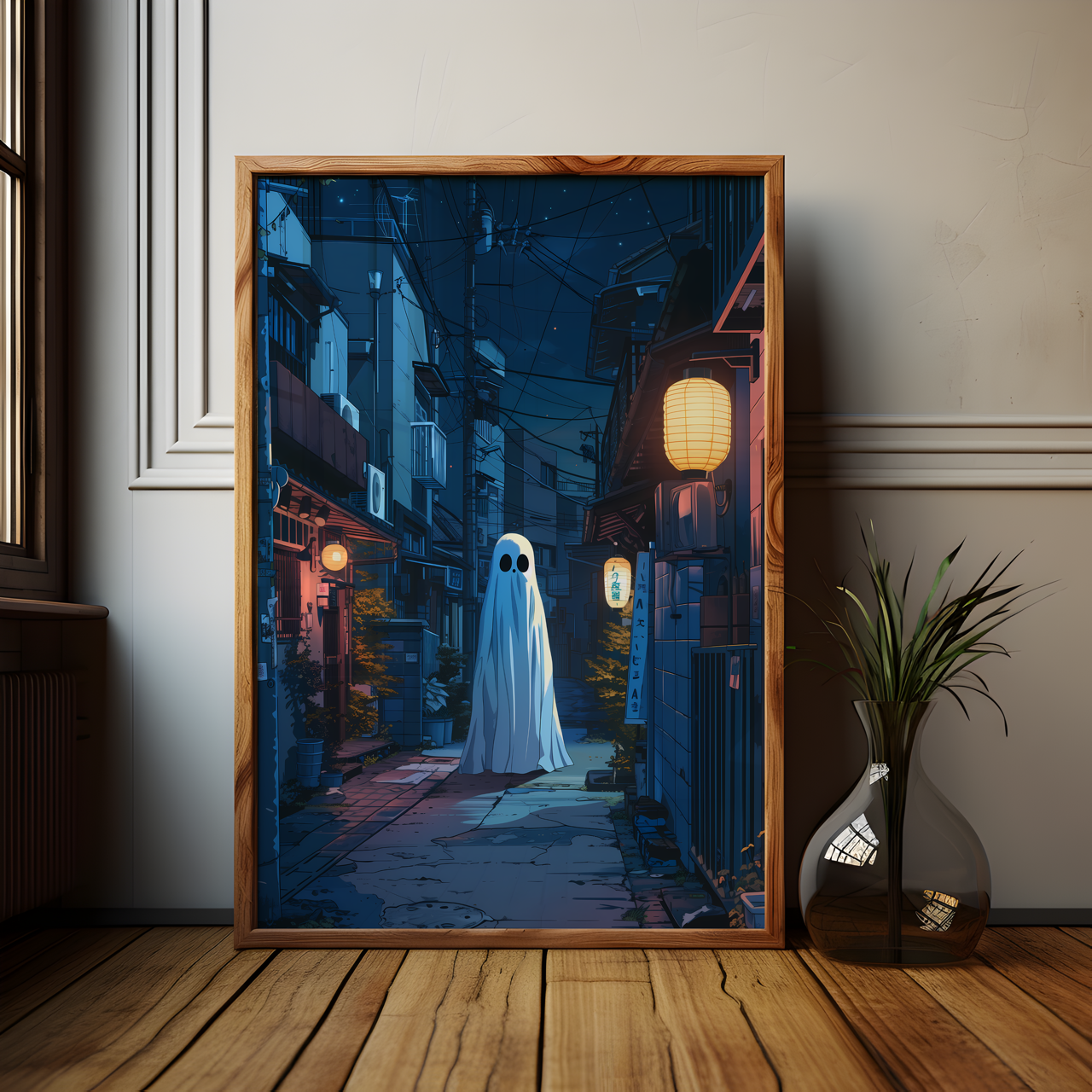 Alley Japanese Ghost Drawing Poster