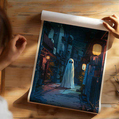 Alley Japanese Ghost Drawing Poster