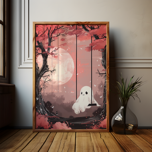 Swing Spirit Japanese Ghost Drawing Poster