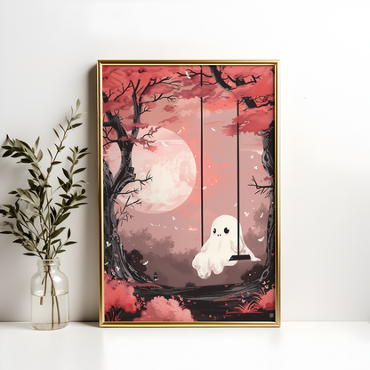 Swing Spirit Japanese Ghost Drawing Poster