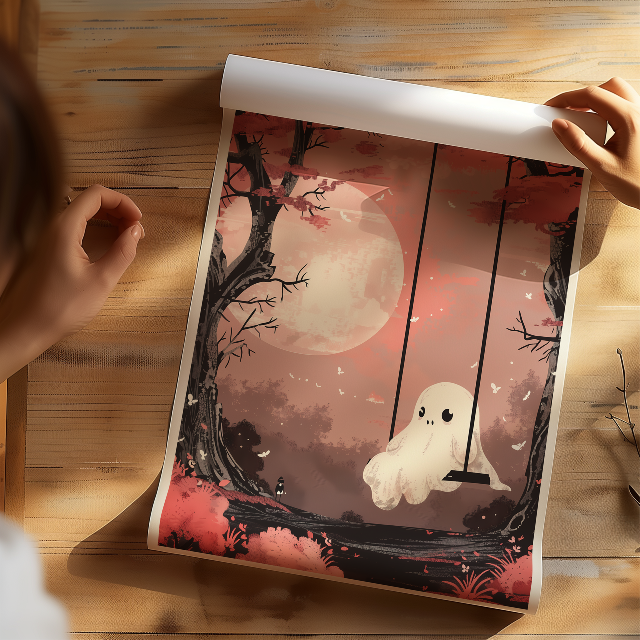 Swing Spirit Japanese Ghost Drawing Poster