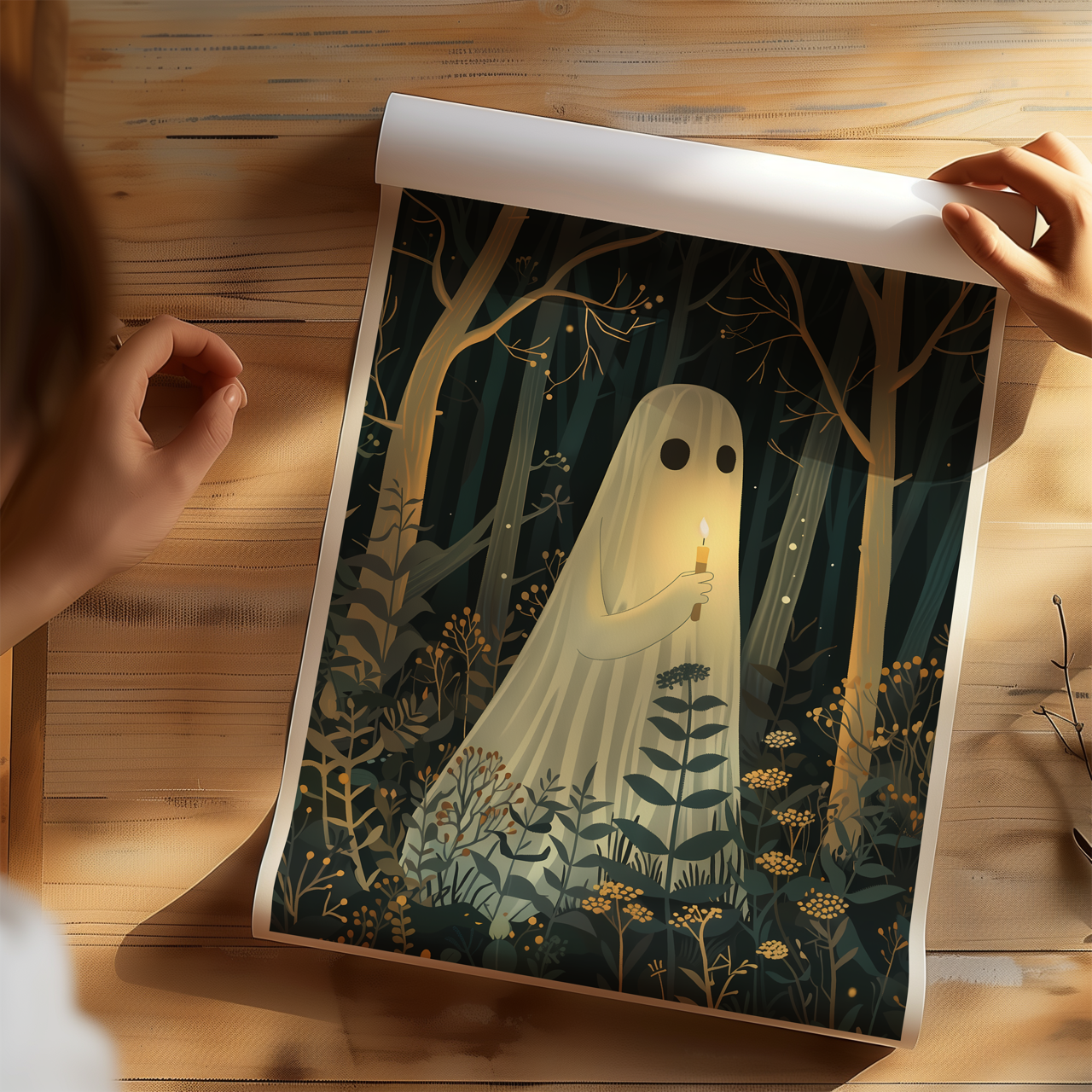 Ghost Candle Japanese Ghost Drawing Poster