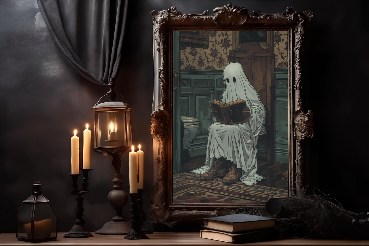 Gothic Ghost Bathroom Poster