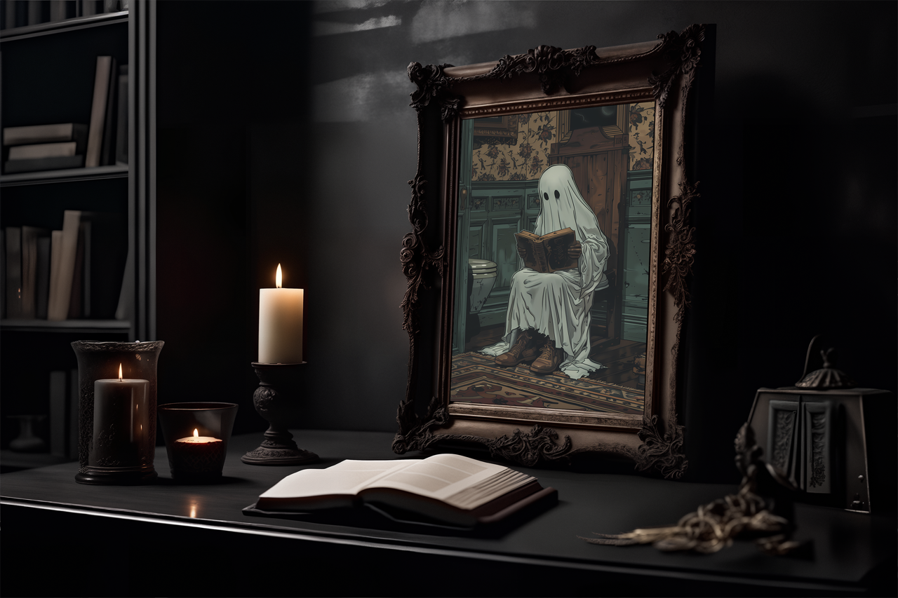 Gothic Ghost Bathroom Poster