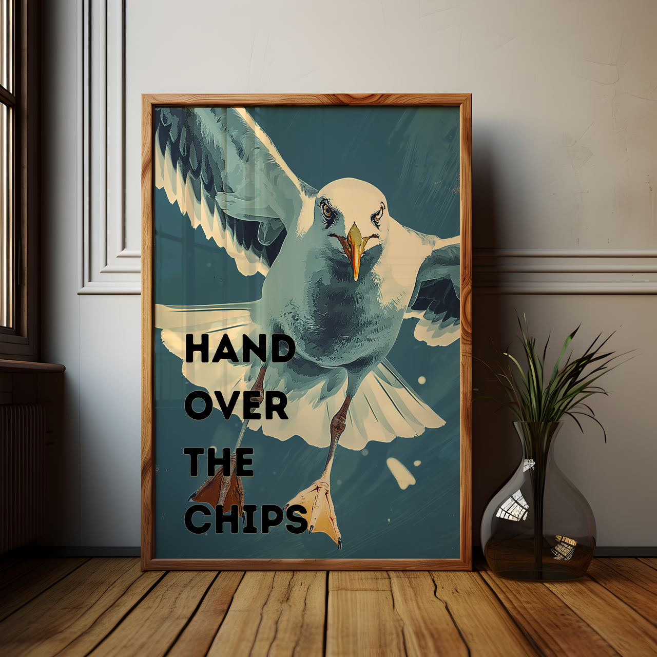 Hand Over The Chips Seagull Print, Funny Seagull Poster