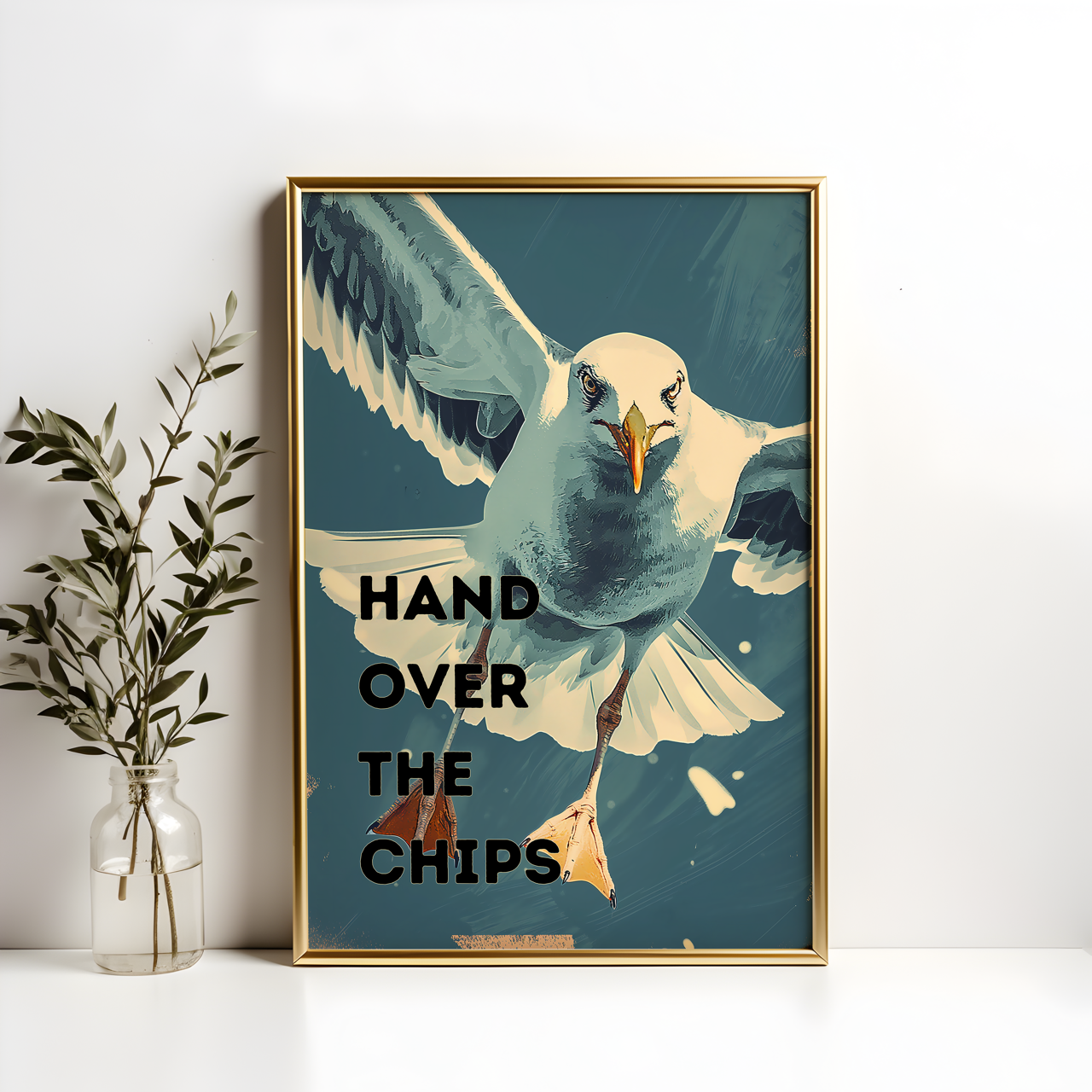 Hand Over The Chips Seagull Print, Funny Seagull Poster