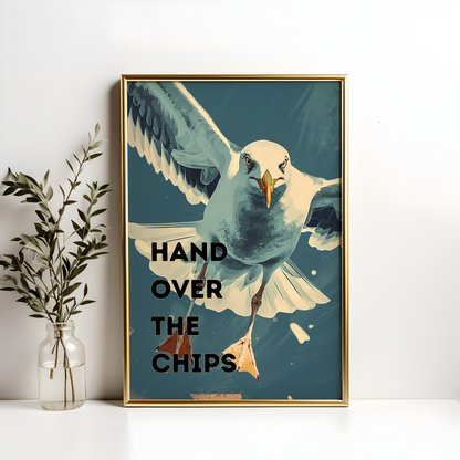 Hand Over The Chips Seagull Print, Funny Seagull Poster