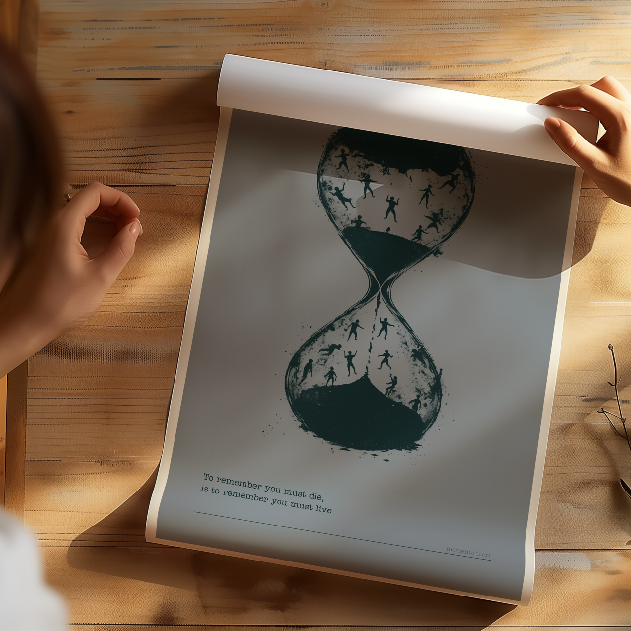 Memento Mori Minimalist Hourglass Poster