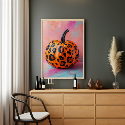 Leopard Print Pumpkin Halloween Poster