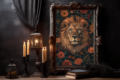 William Morris Style Artistic Lion Poster