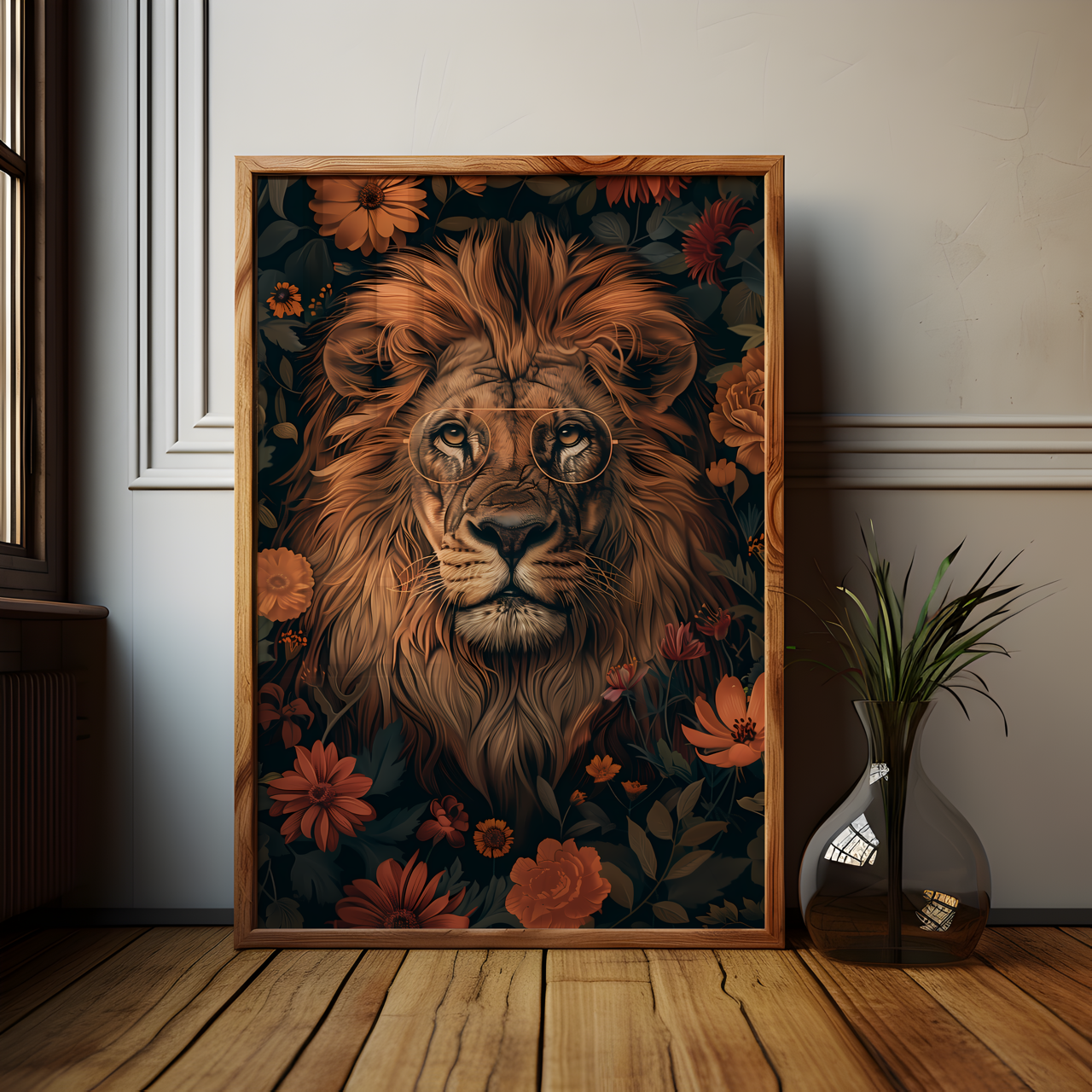 William Morris Style Artistic Lion Poster