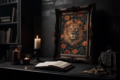 William Morris Style Artistic Lion Poster