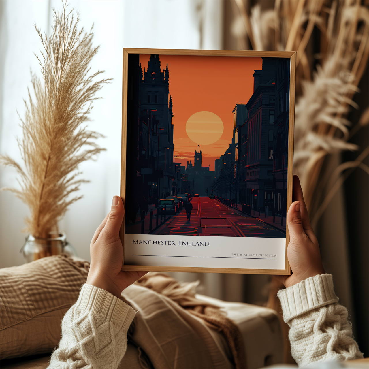 Manchester Sunset Art Poster